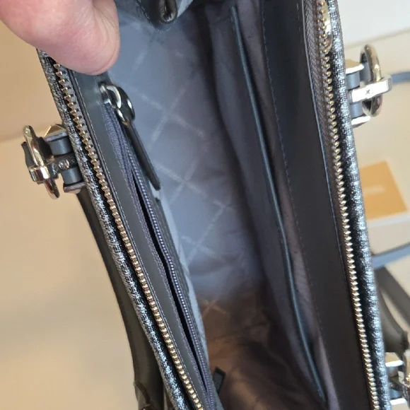 Michael Kors Gray Signature MK Medium Zip Satchel Crossbody - Picture 7 of 12